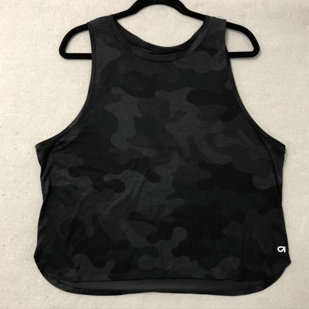 Gap GapFit Muscle Tank Tops Womens L Tall Blue Black Camo 2-Pack Activewear